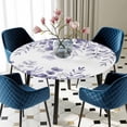 thumbnail image 5 of Elastic Fitted Round Tablecloth, Purple Eucalyptus Leaves Waterproof Stretch Table Cover for 45"-54" Tables, Spring Summer Botanical Washable Outdoor Tablecloths for Patio, Picnic, Camping, 5 of 9