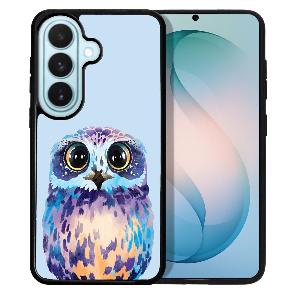 WIRESTER Shockproof Soft Rubber Cover Case for Samsung Galaxy S26 6.3" 2026, Blue Owl On Light Blue Background