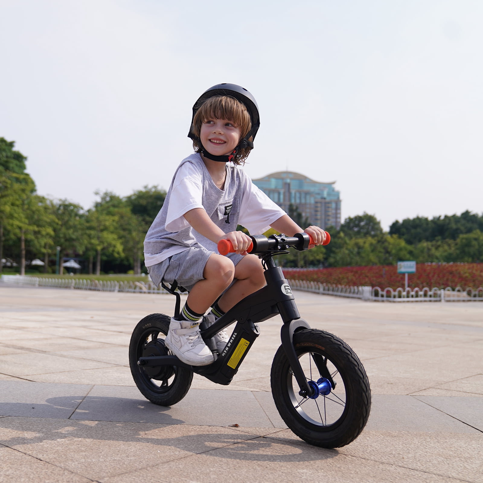5TH WHEEL KB08 Kids Electric Balance Bike, 250W Motor, 12" Inflatable Tire, 3-Speed Modes, Adjustable Seat, for Ages 3–5 (Black),UL2849
