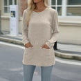 thumbnail image 4 of Annhoo Long Sleeve Sweaters for Women Fall Comfy Crewneck Knit Tops Ladies Casual Loose Tunics with Pockets, 4 of 7