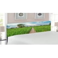 thumbnail image 2 of East Headboard, Old Wooden Bridge Between Rice Field with Sunlight at Khonburi Thailand, Upholstered Decorative Metal Bed Headboard with Memory Foam, King Size, Green Pale Blue Tan, by Ambesonne, 2 of 4