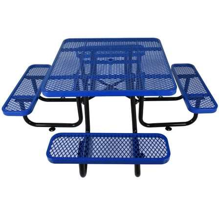 Newboti Square Outdoor Steel Picnic Table 46" Blue, With Umbrella Pole 450074404764033