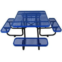Newboti Square Outdoor Steel Picnic Table 46" Blue, With Umbrella Pole 450074404764033