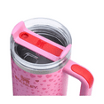 thumbnail image 3 of 40 oz H2.0 stainless steel insulated handle straw cup, car travel cup, iced coffee cup, outdoor | BPA free | Valentine's Day pink love gift, 3 of 4