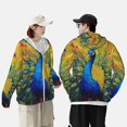 thumbnail image 3 of Kdxio Peacocks Print Women Men Sun Protection UPF 50+ Jackets Zip Up Long Sleeve Hoodie Hiking Lightweight with Pockets, 3 of 5