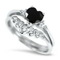 thumbnail image 3 of Sterling Silver Simulated Black Diamond Heart Shape CZ Wedding Engagement Ring Set for Women Size 5, 3 of 4