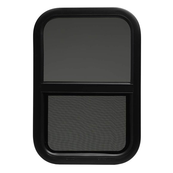 ToughGrade Vertical Sliding Black RV Window 15" X 22" X 1 1/2" Includes Mounting Ring and Bottom Screen| Camper Window, Replacement Trailer WIndow