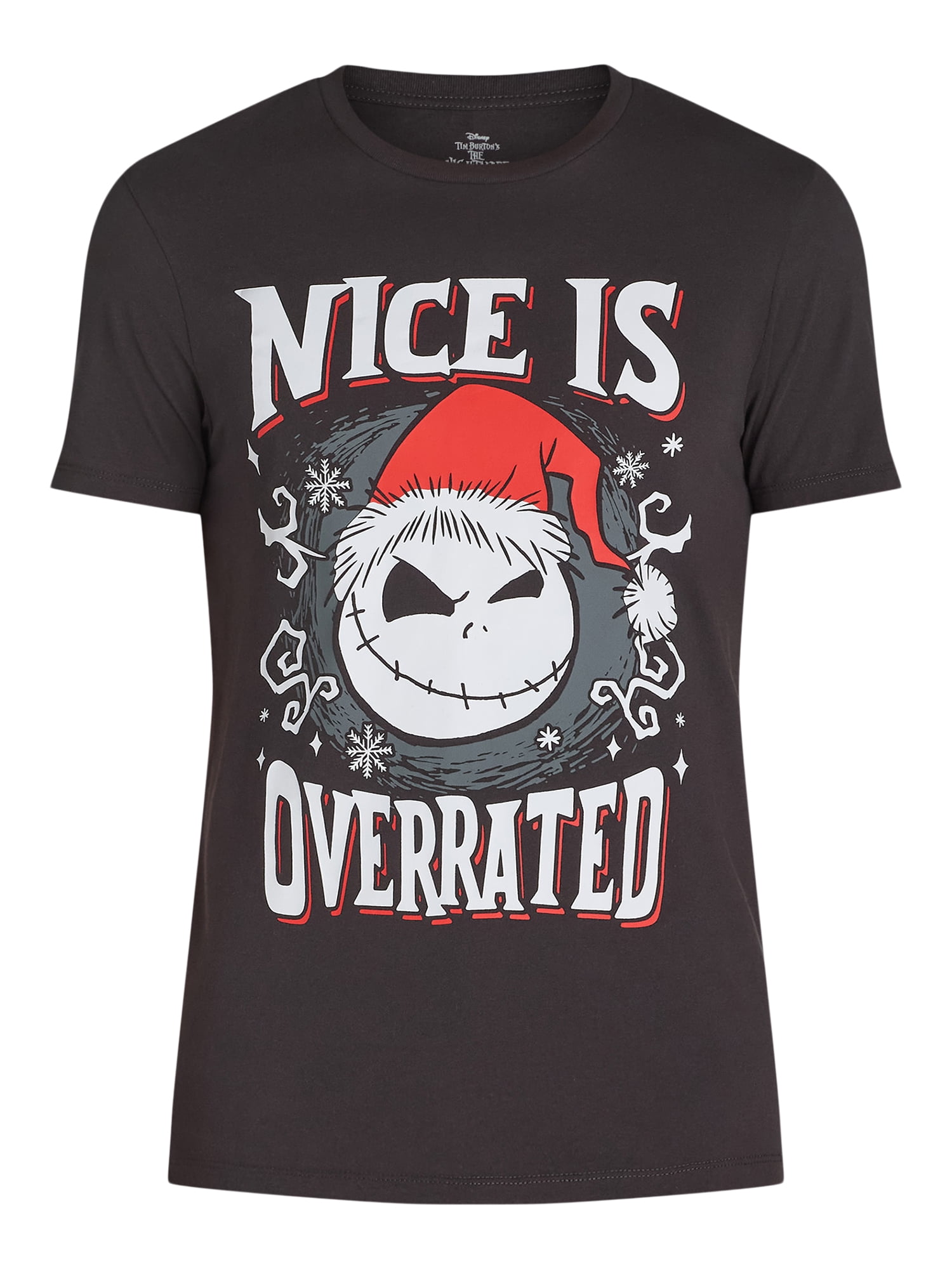 Nightmare Before Christmas Men's & Big Men's Nice Is Overrated Graphic Tee Shirt, Sizes XS-3XL