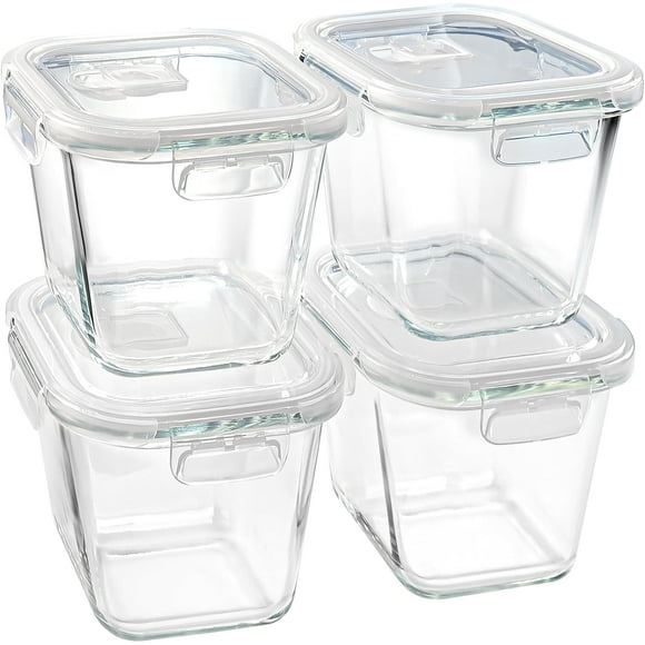 Glass Soup Containers Lids 32 oz 4 Cup Borosilicate Storage Microwave Freezer Safe 4 Pack