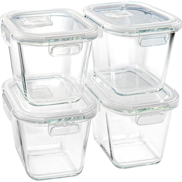 Glass Soup Containers Lids 32 oz 4 Cup Borosilicate Storage Microwave Freezer Safe 4 Pack