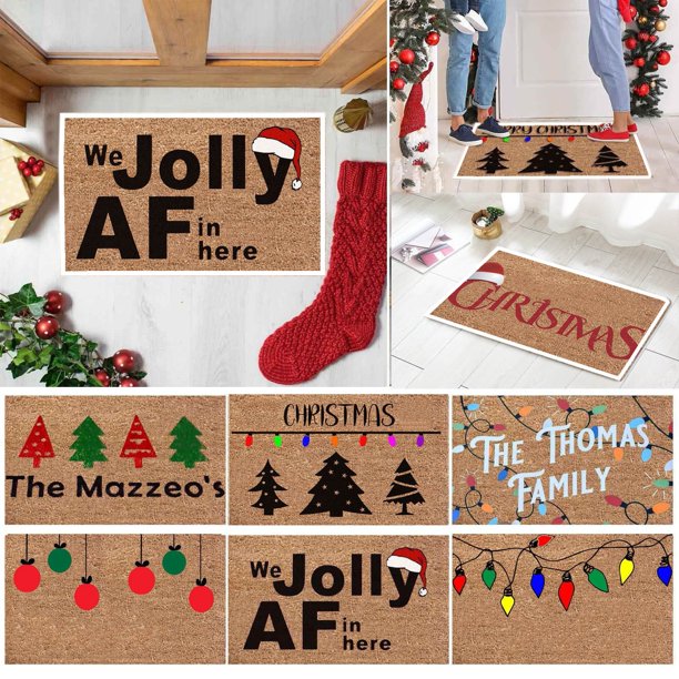 Felpudo navideño, felpudo de bienvenida para la entrada, superficie antideslizante, diseño festivo, para el hogar, la cocina y el baño, fácil de limpiar, felpudo, felpudo decorativo. Blahzhy
