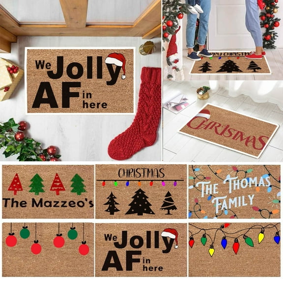 Christmas Doormat 40 X 24 Inches, Non Slip Fennel Scraper Mat, Easy Vacuum and Machine Washable, for Front Door Entrance, Kitchen, Bathroom, Living Room, Sofa Area, Ihhxbz