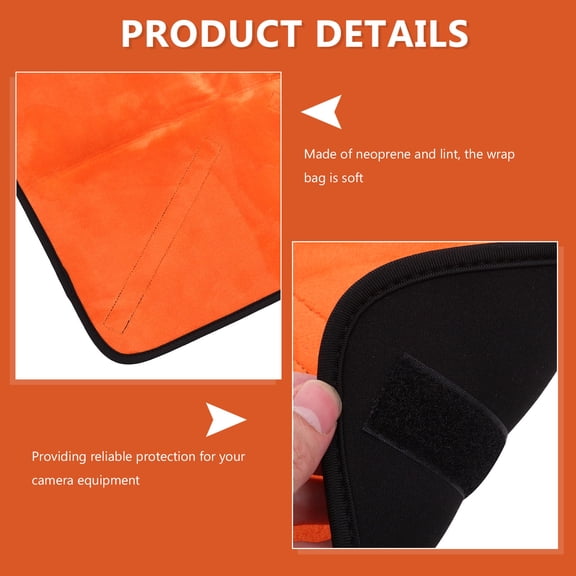 BESTYASH Adjustable Protective Camera Wrap in Orange, Lightweight Travel Lens Case for Secure Camera Storage