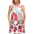 thumbnail image 1 of Vsdgher Robes d'Été Imprimé de Noël pour Femmes Robe de Plage Décontractée Col en U Sans Manches Robe d'Été Ample avec Poche, 1 of 7