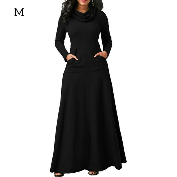 Qarigey Vestido Largo Mujer Color Sólido Noche Noche Fiesta Disfraz Vestidos negro M