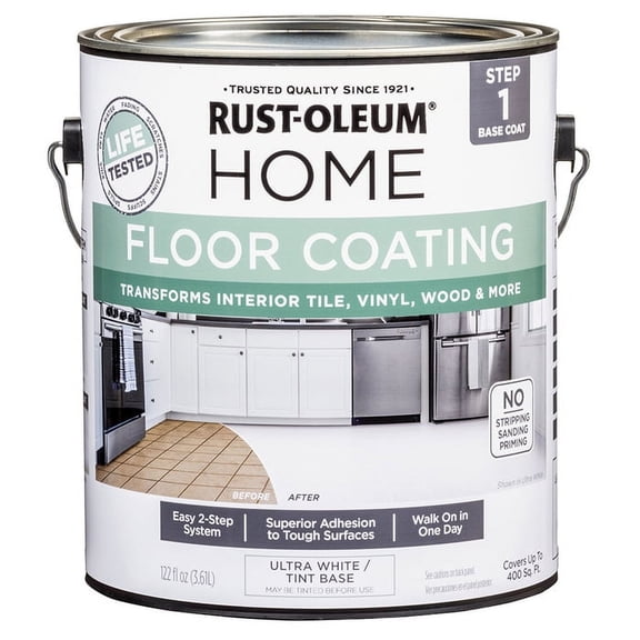 2-Pack of 1 gal Rust-Oleum 357671 Home Ultra White Interior Floor Coating System, Step 1 Base Coat