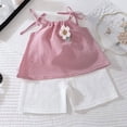 thumbnail image 6 of Toddler Girls Cute Flower Summer Outfits Set - Short Sleeve T-Shirt and Pants for Gift Summer Outfits Girls' Clothing Set Girls Summer Set 1-8 Years,3-4 Years, 6 of 9