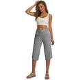thumbnail image 5 of MLQIDK Pedal Pushers for Women Yoga Capri Pants Trendy Summer Knee Length Elastic Waist Cropped Pants Dressy Casual Capri Leggings with Pockets Light Gray XL, 5 of 7