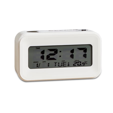 DAYBETTER Rectangular Digital Alarm Clock, Multi-Functional Bedside Clock with Large Display, Snooze, Time & Temperature, for Living Room, Bedroom, Office