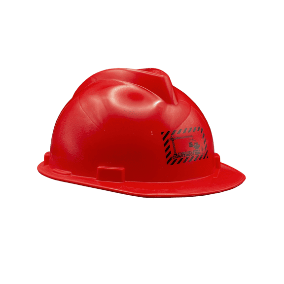 Red V-Shape Construction Helmet With Adjustable Headband Costume Accessory