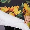 thumbnail image 3 of Oversized Wearable Blanket Hoodie,Black Sunflower White Flower Pattern Sherpa Blanket Hoodie with Super Pockets,Super Warm Fuzzy Pullover for Women & Men, 3 of 6