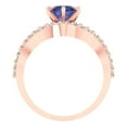 thumbnail image 4 of Clara Pucci 18K Rose Gold Round Cut 1Ct Simulated Tanzanite Engagement Ring + Matching Band - Luxury Box Included, 4 of 7