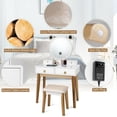 thumbnail image 3 of GLINTEX Vanity Set with 3-Color Lighted Touch Screen Dimming Mirror and 4 Drawers, Premium wireless Speakers, White, 3 of 8