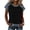 Black, variant on Womens Waffle Knit Tshirt Tops Patchwork Denim Tees Pullovers Short Sleeve Splicing Blouses Spring Summer Fashion (White, L)