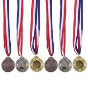 FOMIYES Decorative Medals Assorted Colors Zinc Alloy Polyester for Awards and Games 6Pcs