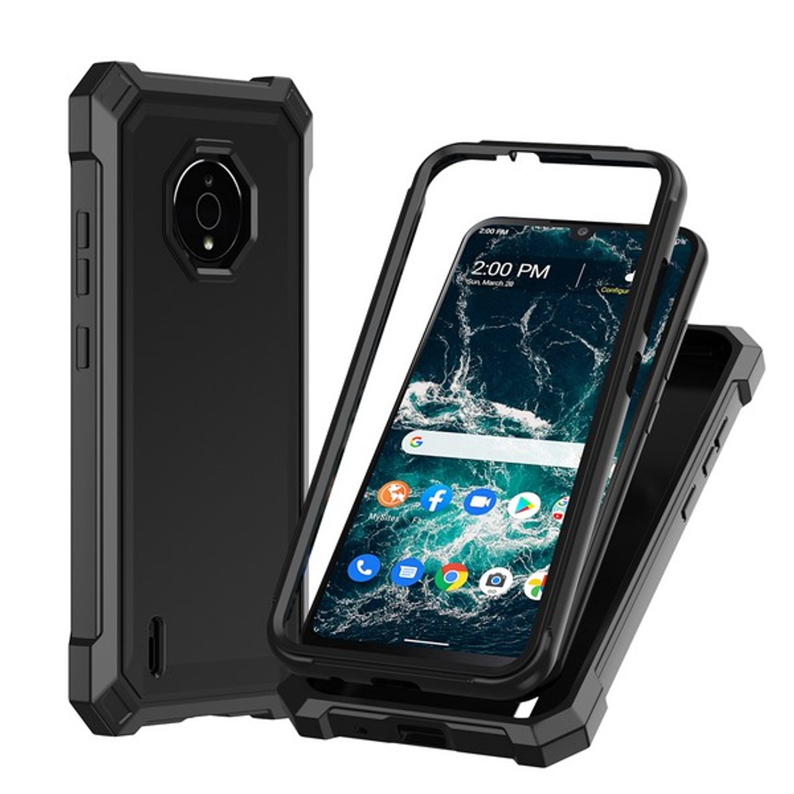 For TCL 50 LE Full-Body Dual Layer Hybrid Case Slim, Drop-Proof TPU Hard PC, Durable Corner Front Bumper Protector Phone Case Cover by Xpression, Black