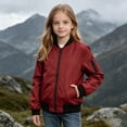 thumbnail image 2 of Enyan Teens Bomber Jacket Lightweight Casual Spring Fall Windbreaker Zip Up Coat with Pocket for Boys Girls, 2 of 9