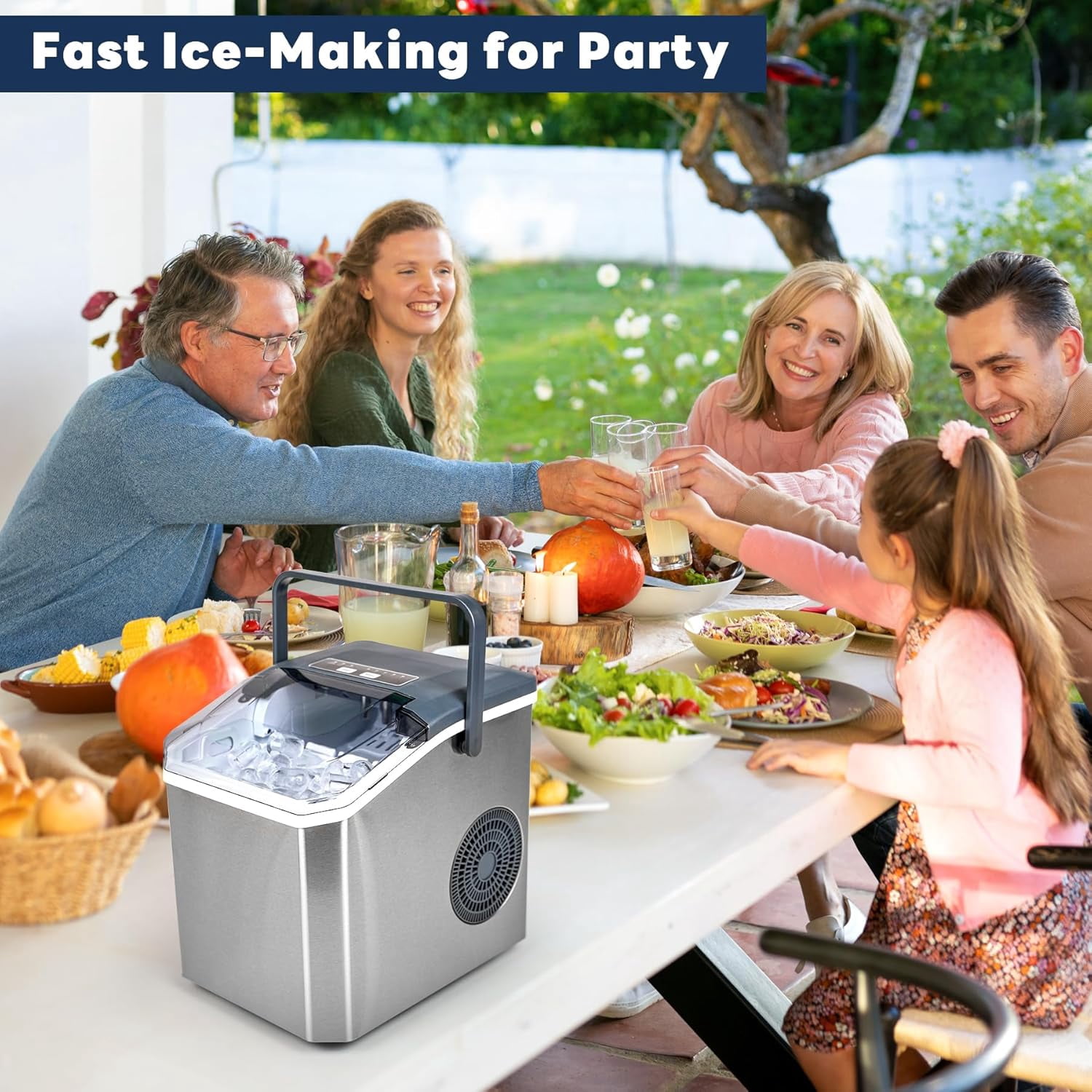 5-Level Selectable Bullet Ice Ice Maker, 26.5lbs Per Day Ice Machine, 9 Ice Cubes Ready in 9 Mins Ice Makers Countertop, Clear Ice Making Countertop Ice Maker for Home and Kitchen