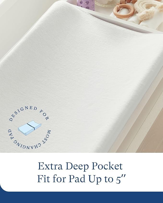 Supersoft Diaper Changing Pad Covers, 2-Pack Premium Bamboo Viscose Change Table Pad Covers for Baby Girls and Boys, Hypoallergenic Stretchy Changing Table Cover Sheets (Changing Pad Covers)