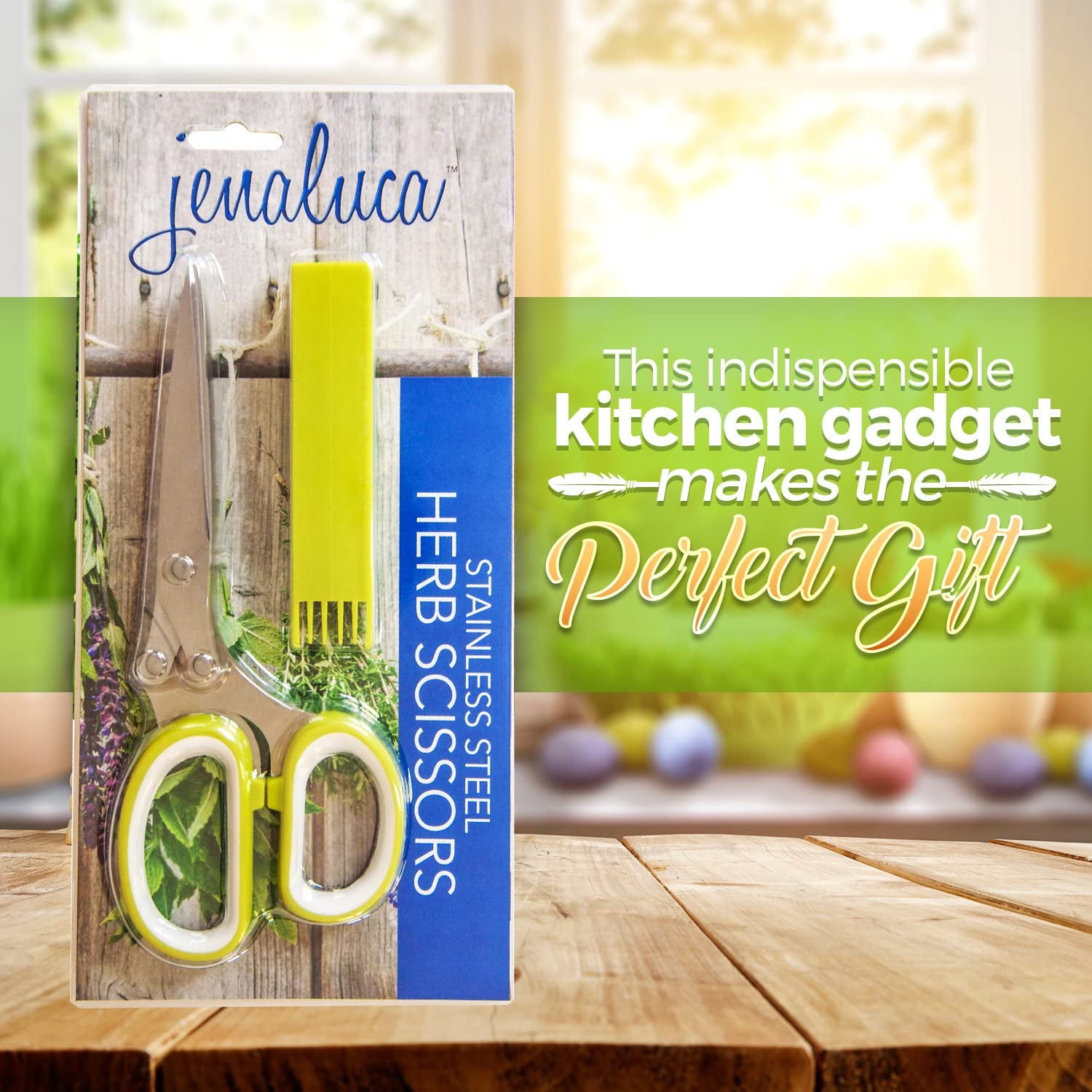 Jenaluca Herb Scissors with 5 Blades and Safety Cover - Cut, Chop & Mince  Fresh Herbs & Leafy Greens - Stainless Steel Kitchen Shears with Cleaning