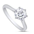thumbnail image 4 of AFFY 6-Prong Solitaire Style, 6.5MM Round Cut Lab Created Moissanite Diamond Solitaire Wedding Promise Ring For Women In 14K White Gold Over Sterling Silver (VVS1 Clarity 0.90 Cttw)-8, 4 of 6