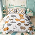 thumbnail image 2 of meiyoeat Cute Cat Cartoon Bed Spread Queen,Kitten Animal Print Queen Coverlet Set For Girls,3 Pieces,1 Quilt and 2 Pillowcases, 2 of 7