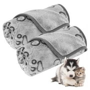 Qweryboo 2 Pcs Dog Blanket for Medium Small Dogs, Fleece Puppy Blanket Washable Dog Blankets for Bed Couch Protection with Cute Paw Print
