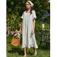 thumbnail image 3 of Ekouaer Cotton Nightgowns for Women Vintage Victorian Nightgown Short Sleeve Lace Night Gown Long Nightdress Soft Nightshirt, 3 of 6