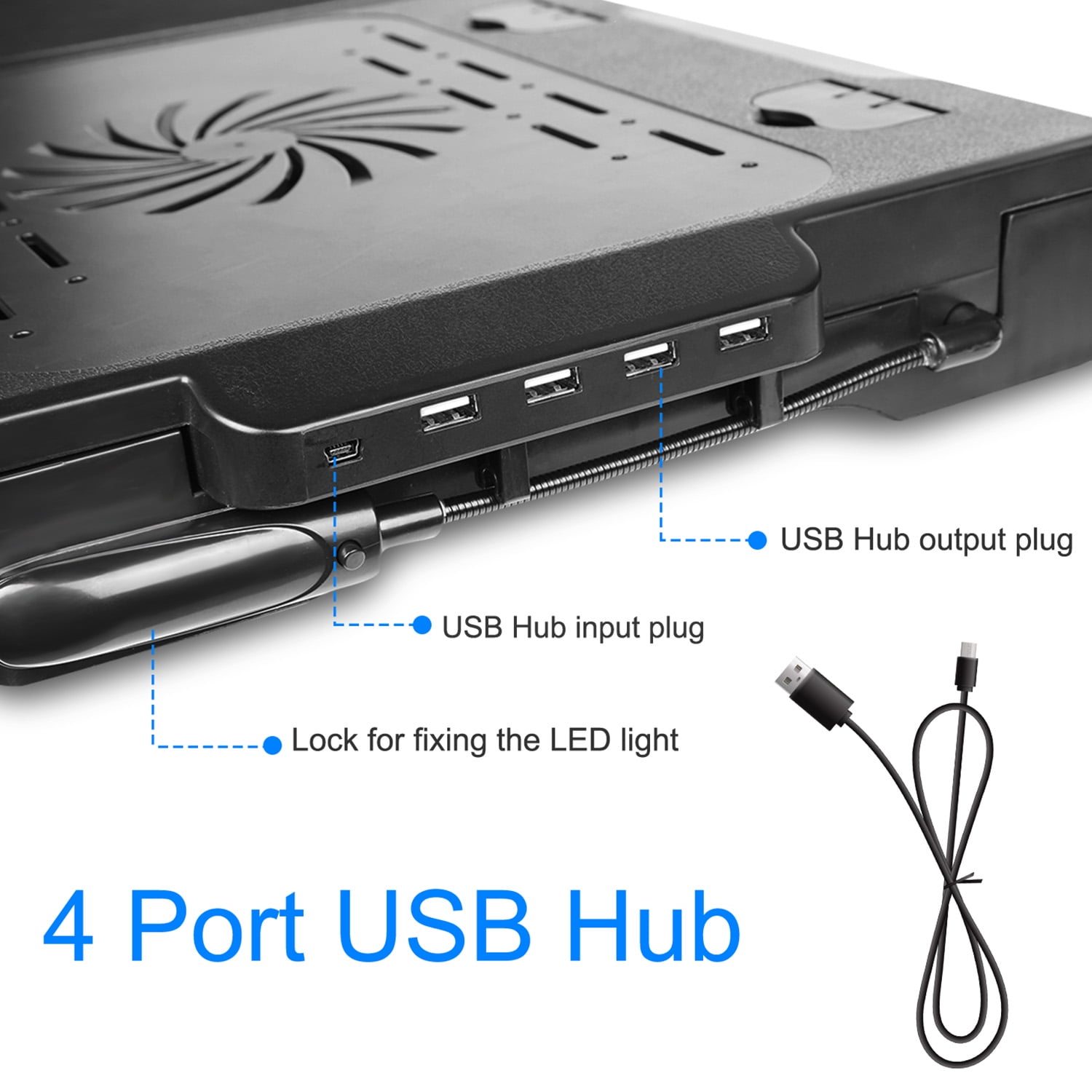 Adjustable Laptop Stand Portable Laptop Desk Ergonomic Table Stand with Cooling Fans Mouse Pad LED Light TV USB Port Bed Lap Tray Standing Desk Laptop Holder Desk for Office Bed Sofa Black