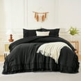 thumbnail image 2 of Ruffle Comforter Set Queen Size,Shabby Chic Boho Bedding Sets, Soft Fluffy Comforter Sets for All Season,Vintage Ruffled 3 Pcs Microfiber Lightweight Quilt Set for Home Decor, 2 of 10