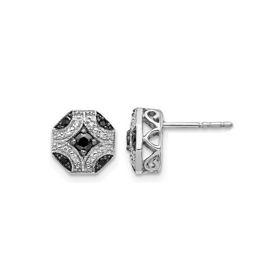 1/4 Carat (Ctw) Black & White Diamond Stud Earrings in Sterling Silver for Women