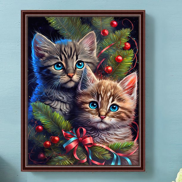 Cuadros Decorativos 5D bricolaje taladro redondo completo diamante pintura gato Kit arte decoración del hogar (ZQ037) Wdftyju embutido en tela