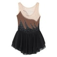 thumbnail image 4 of Alvivi Kids Girls Shiny Diamond Sleeveless Figure Ice Skating Dress Gymnastics Ballet Dance Leotard Brown 16, 4 of 5