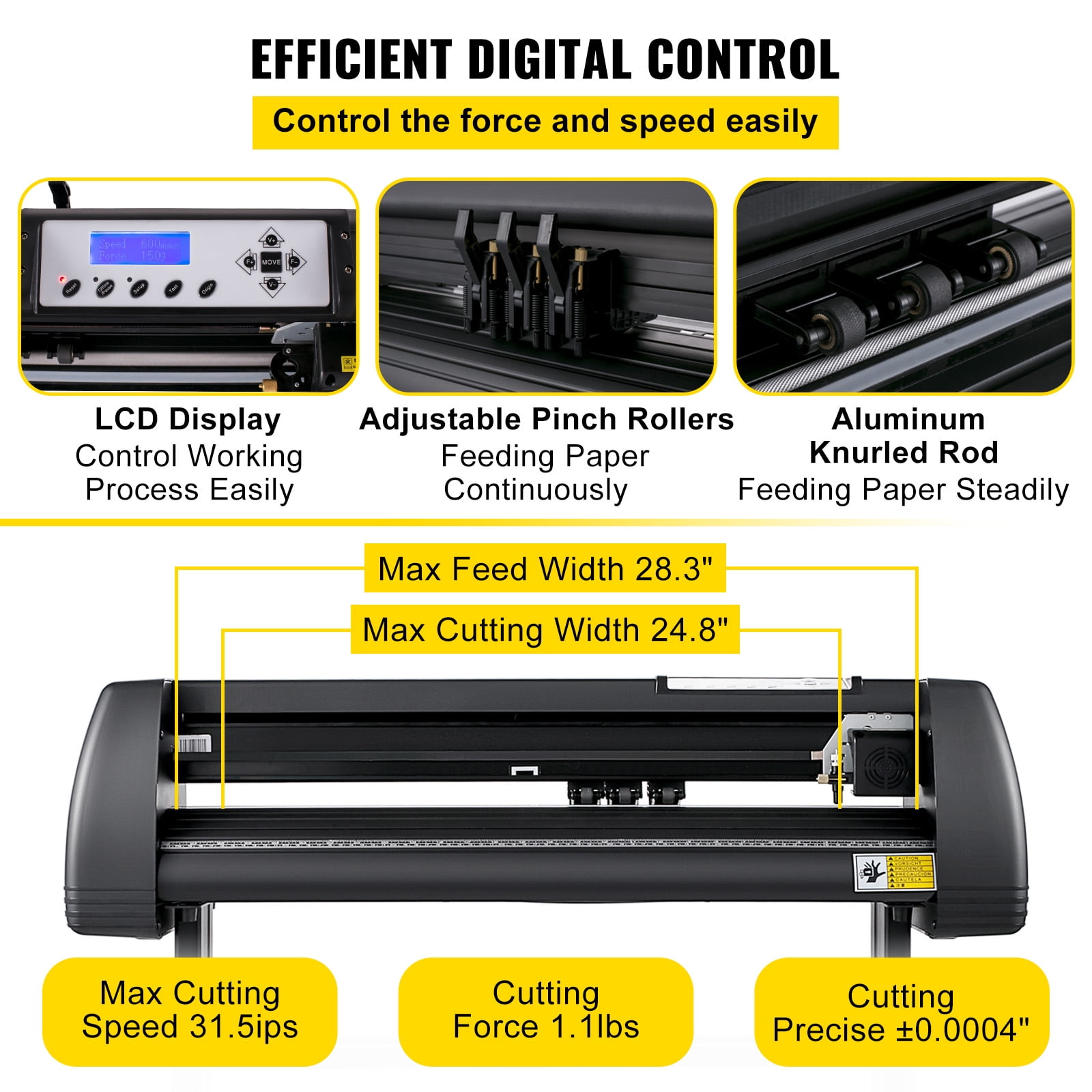 KFFKFF Vinyl Slicing Equipment, 28inch Vinyl Designer, LCD Screen Slicing Device, Modifiable Dual-Spring Pinch Rollers Sign Slicing Designer,Designer with Signmaster Software for Creation and Slicing