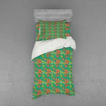 Ambesonne Colorful Bedding Set 3 Pcs, Dot Cartoony Nature Design, Twin XL, Multicolor