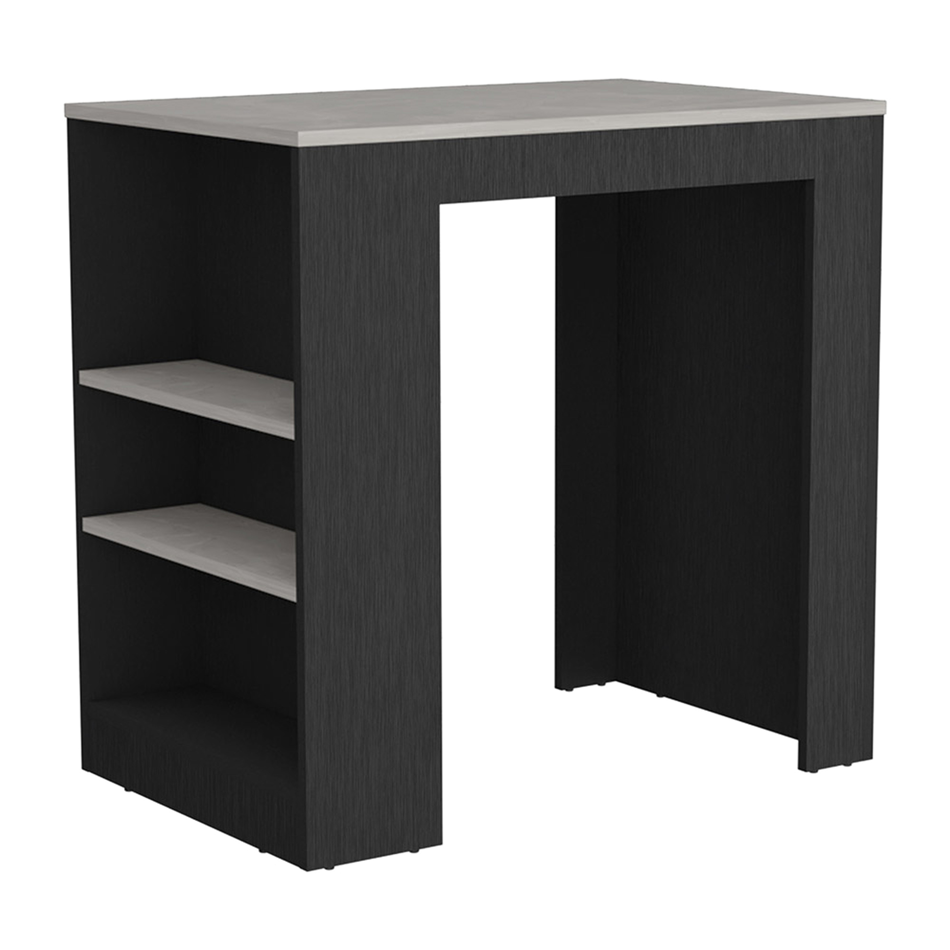 Kitchen Island , Black Hue, Spacious Surface For Cooking And Working, Side Shelves Included Island, Finish, Generous Work Area Three Storage Efficiency