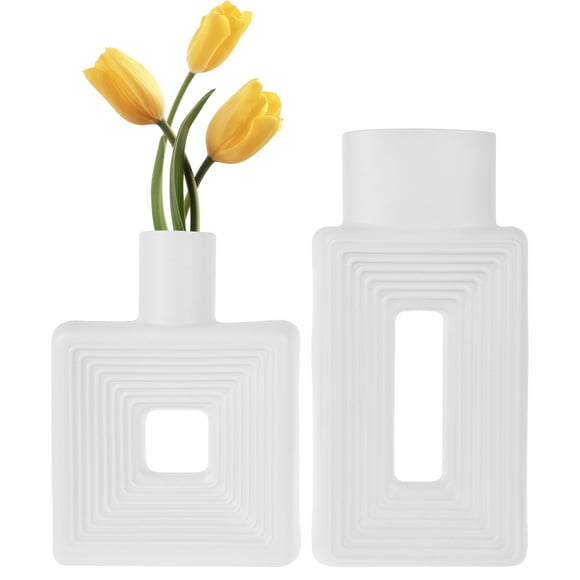White Square Vases