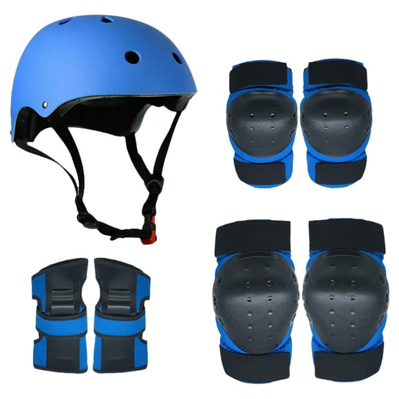 Amdohai Protective Gear Set 7 in 1 Knee Elbow Pads Wrist Guards Helmet Multi Sports Safety Protection Pads for Kids Teenagers Scooter Skating Cycl