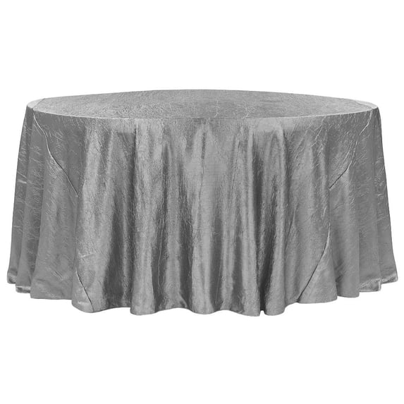 1 Pc, Crushed Taffeta 132" Round Tablecloth - Silver For Wedding Or Formal Event Decor(Machine Washable)