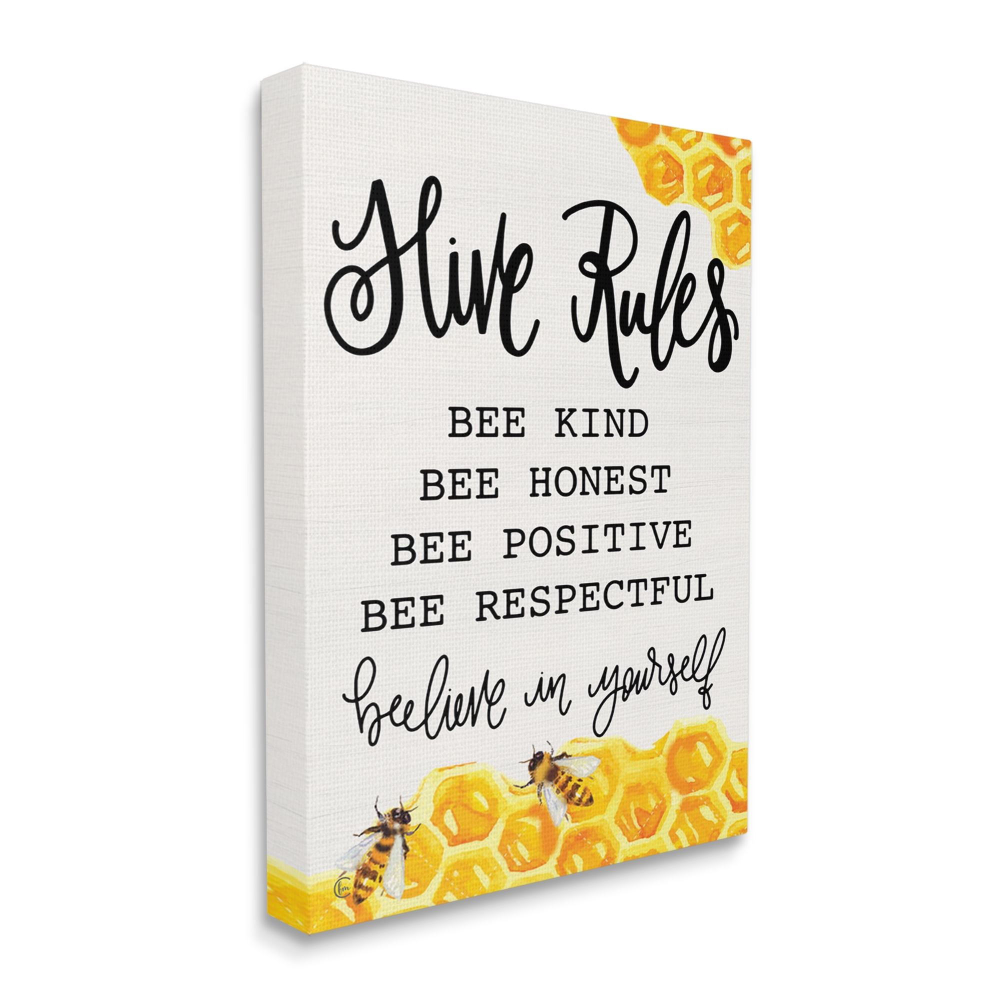 Stupell Industries Hive Rules Bee Phrase Animals & Insects Painting Gallery Wrapped Canvas Print Wall Art, 16 x 20